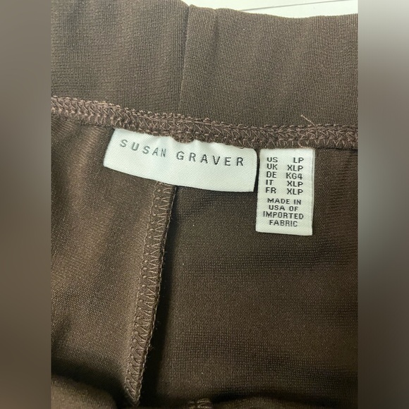 SUSAN GRAVER ESSENTIALS Brown Elastic Waist Pull On Knit Pants Sz Lp - Picture 4 of 6